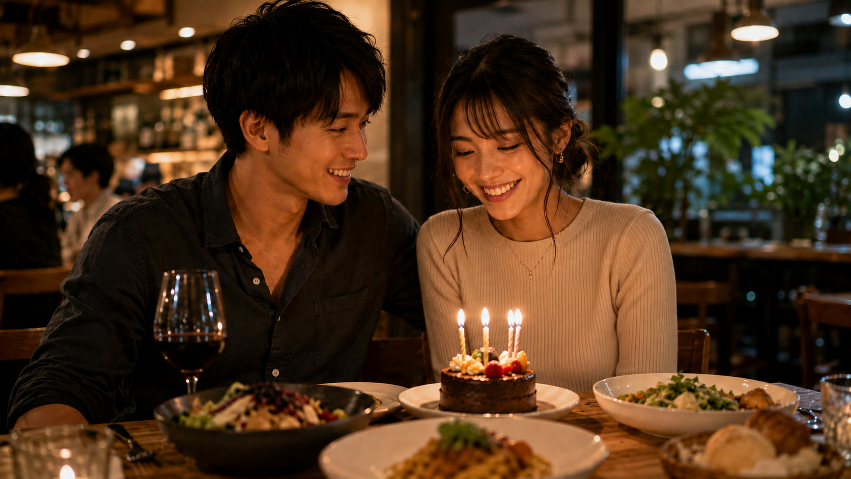 誕生日を祝う二人