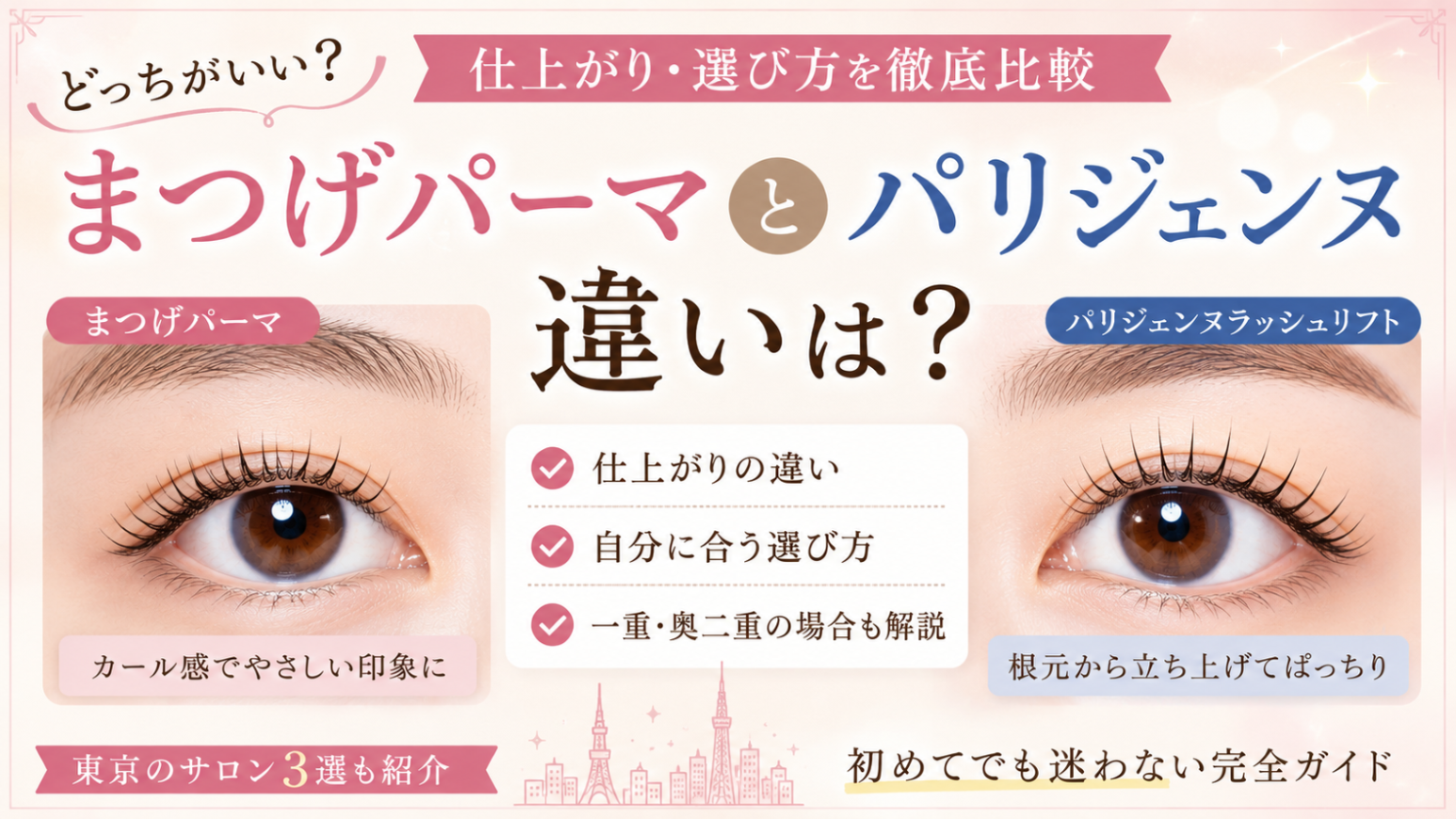 まつ毛パーマとパリジェンヌの違い解説