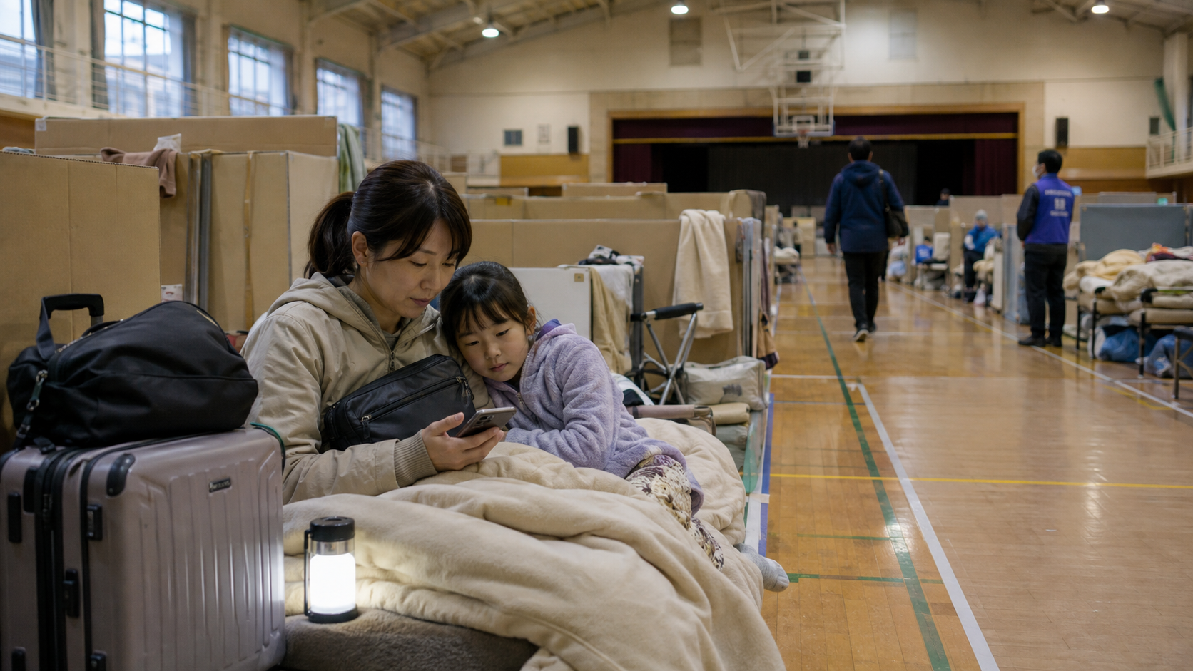 母子の避難所生活