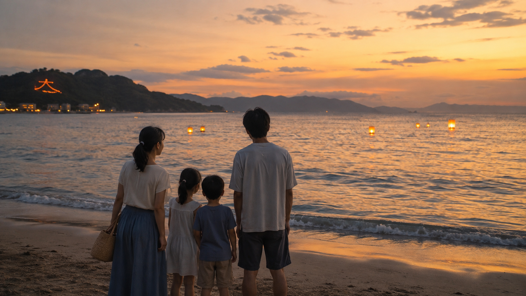 夕暮れの海辺