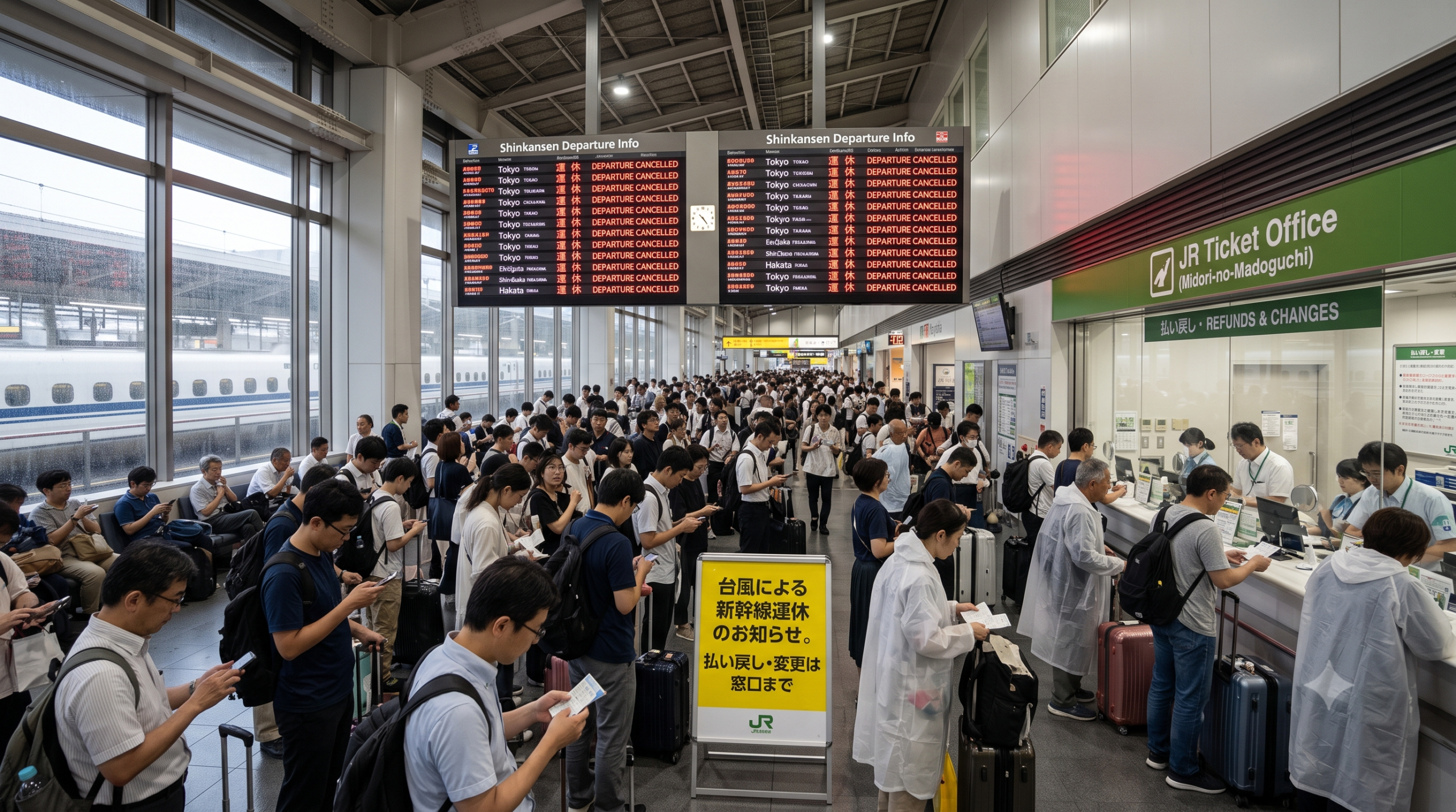 運休で戸惑う人々