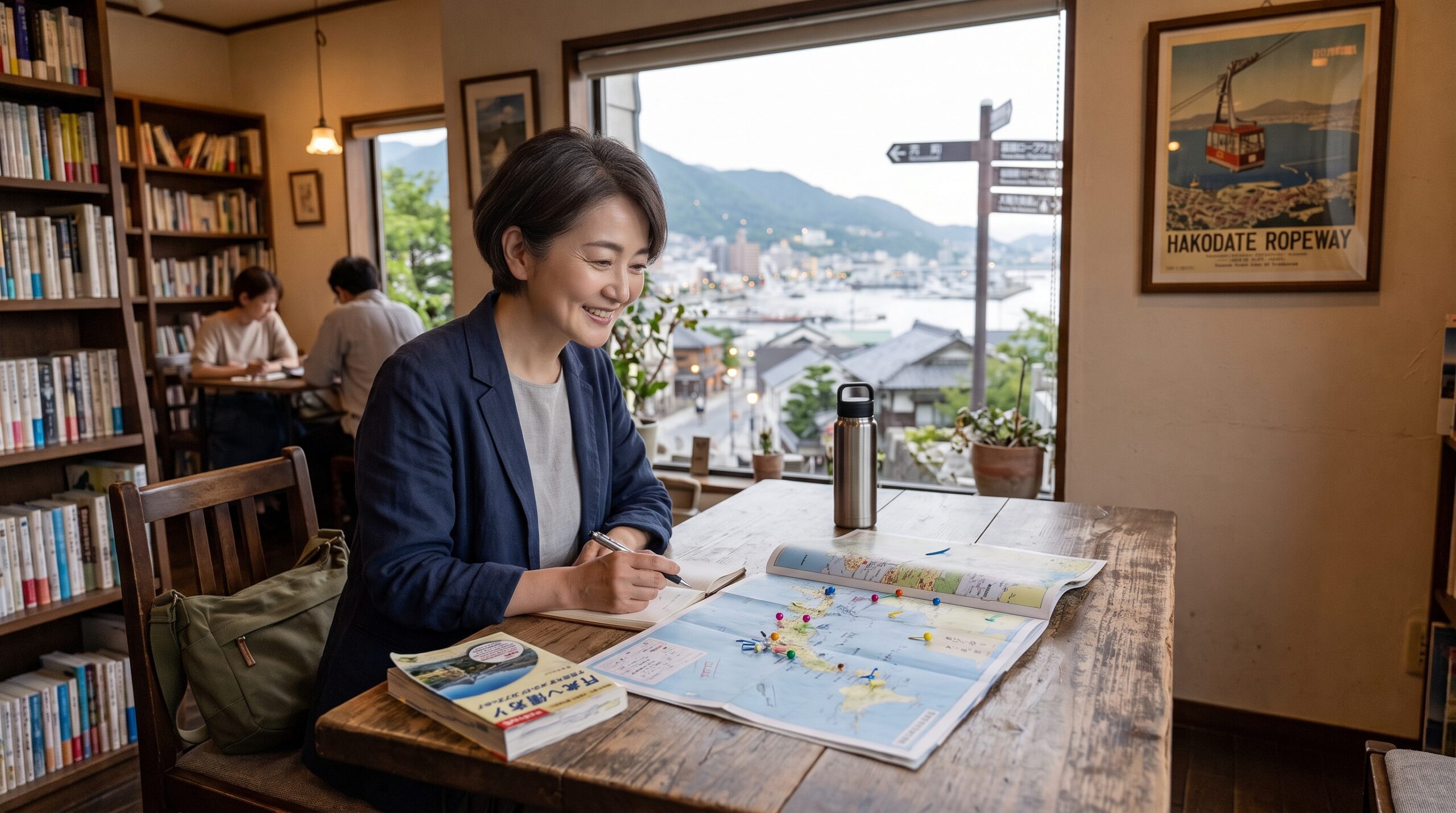 旅行先を決める女性
