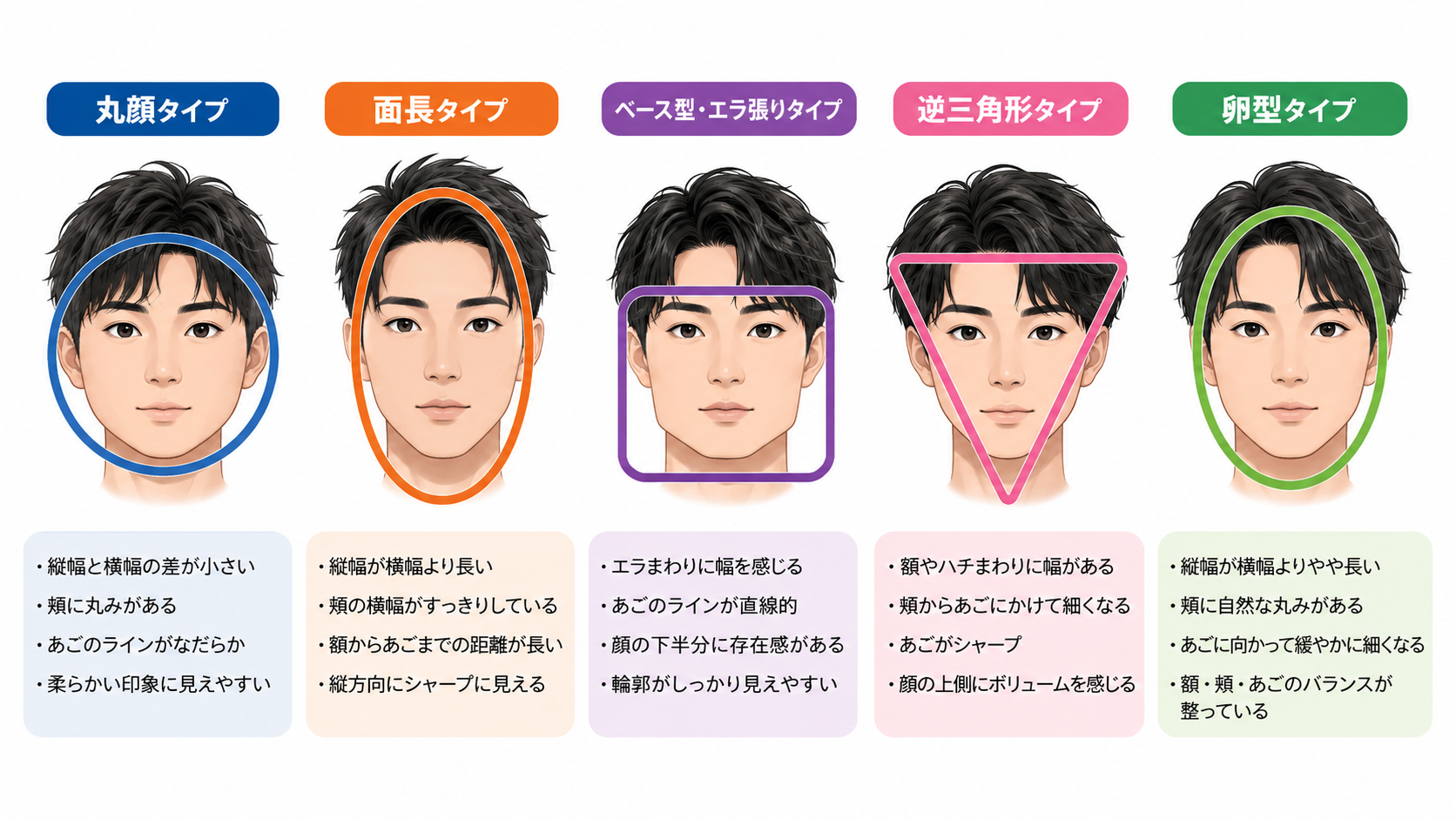 顔のタイプ一覧
