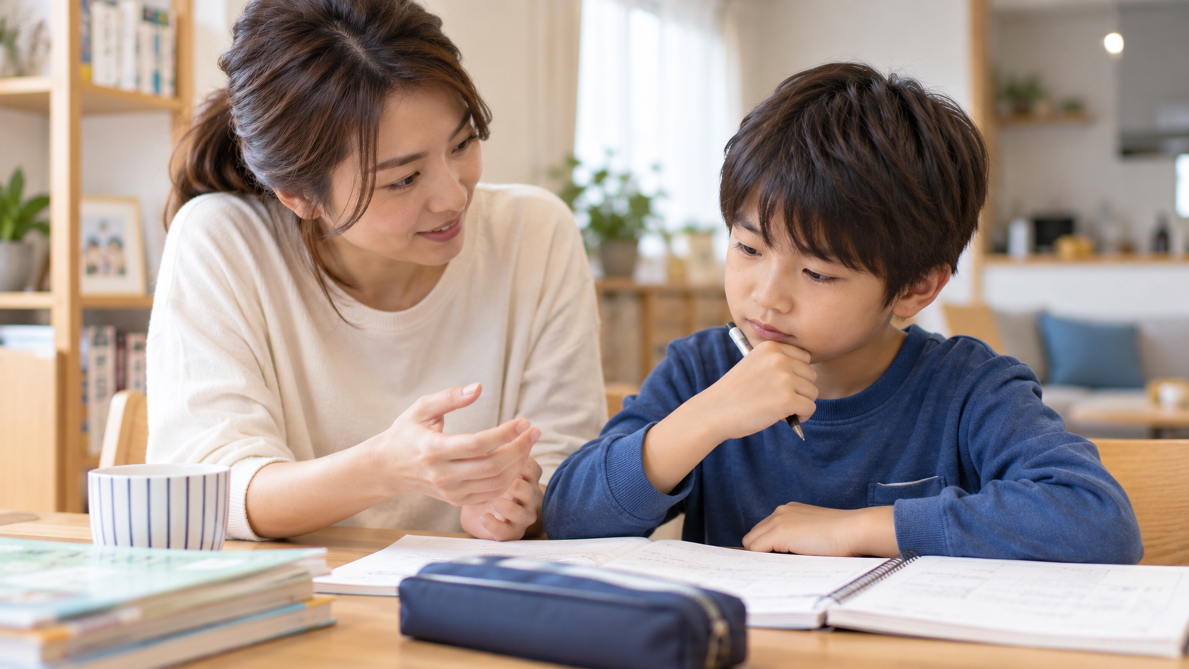 子どもに勉強を教える親