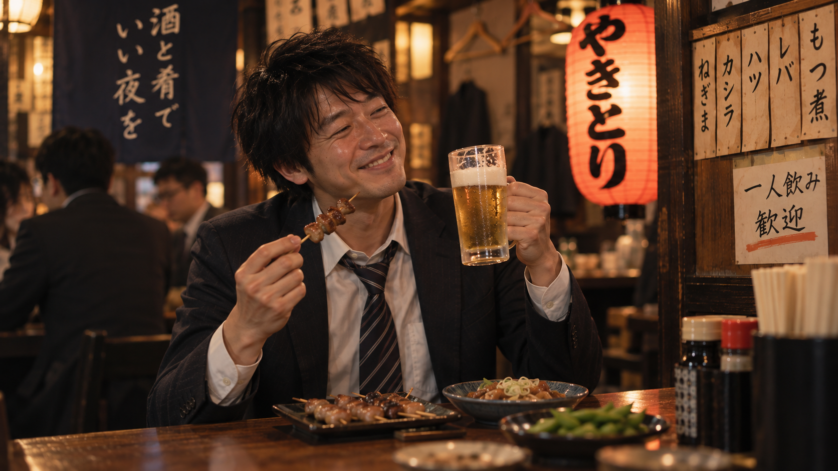 焼鳥を食べる人