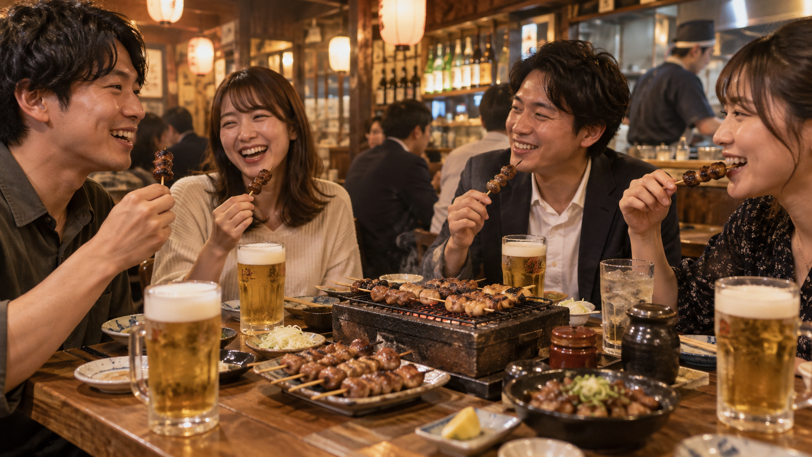 焼鳥を居酒屋で食べる