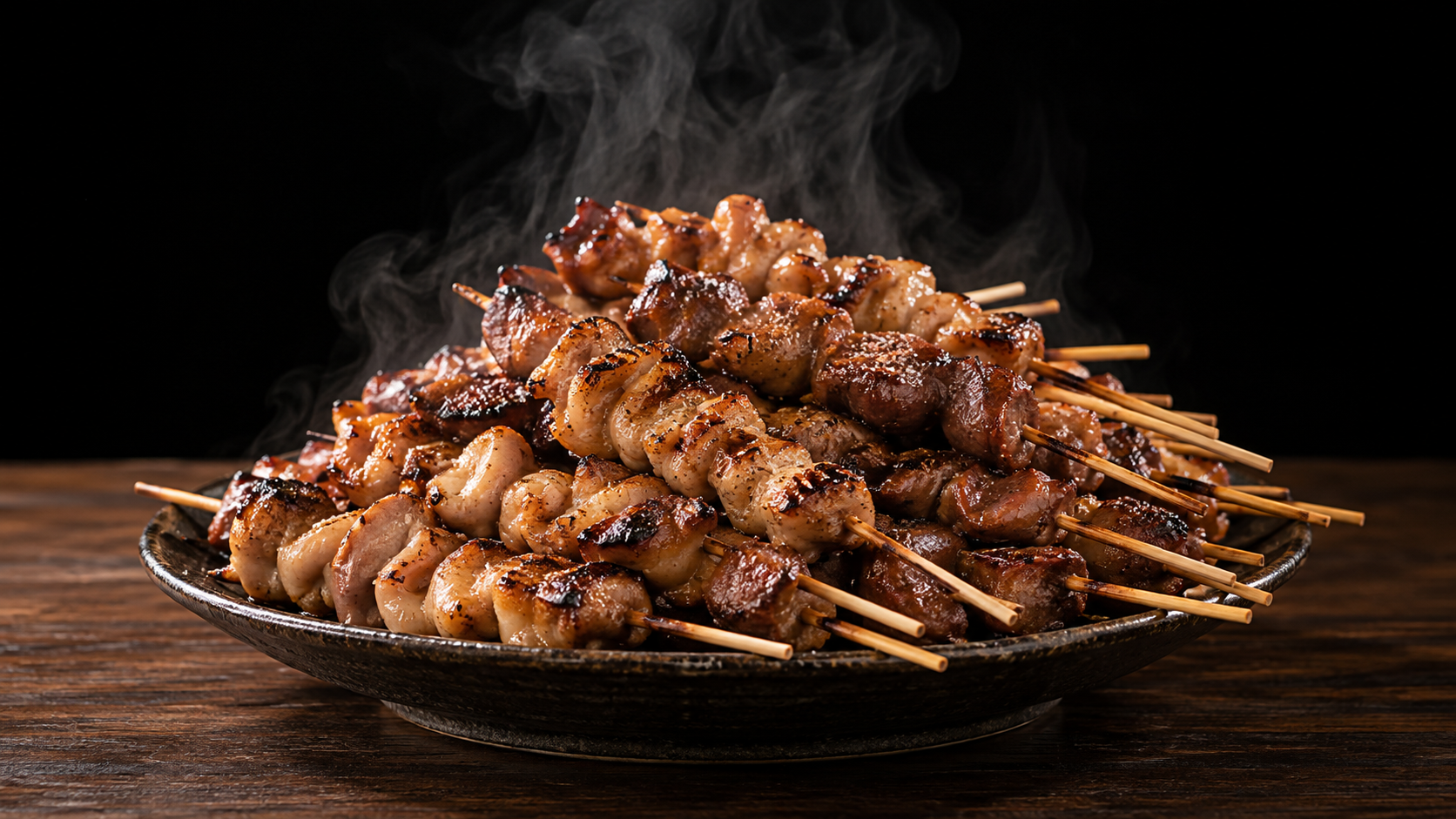 炭火焼き串の山盛りプレート